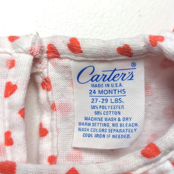 Vintage Carter's Pinafore Outfit Baby Girls Size 12m Red Heart - Picture 6 of 6